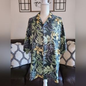 Tommy Bahama 100% Silk Tropical Print Hawaiian Short Sleeve‎ Shirt Men’s Size L